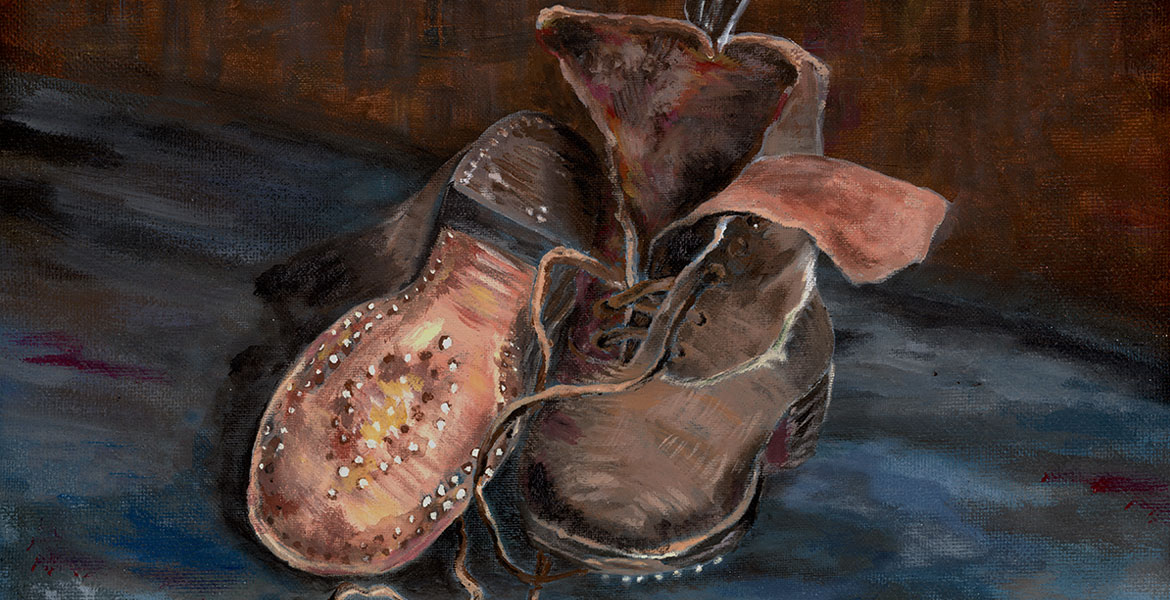 Well worn work boots - acrylic painting after Van Gogh